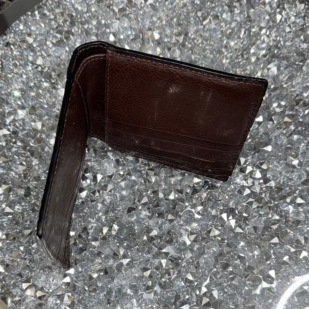 Coach men’s wallet Rich Brown Embossed Leather Card Holder EUC - Picture 6 of 11